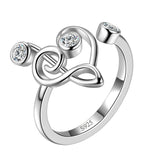 Musical Note Heart Ring 925 Silver Jewelry Gift For Music