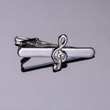 Musical Note Tie Clips & Cufflinks Set Treble Clef Piano Score