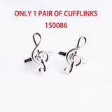 Musical Note Tie Clips & Cufflinks Set Treble Clef Piano Score