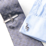 Musical Note Tie Clips & Cufflinks Set Treble Clef Piano Score