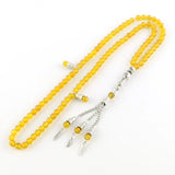 Muslim Bracelet Tashih Yellow Agate Chalcedony Beads Allah Pendant Gift