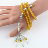 Muslim Bracelet Tashih Yellow Agate Chalcedony Beads Allah Pendant Gift