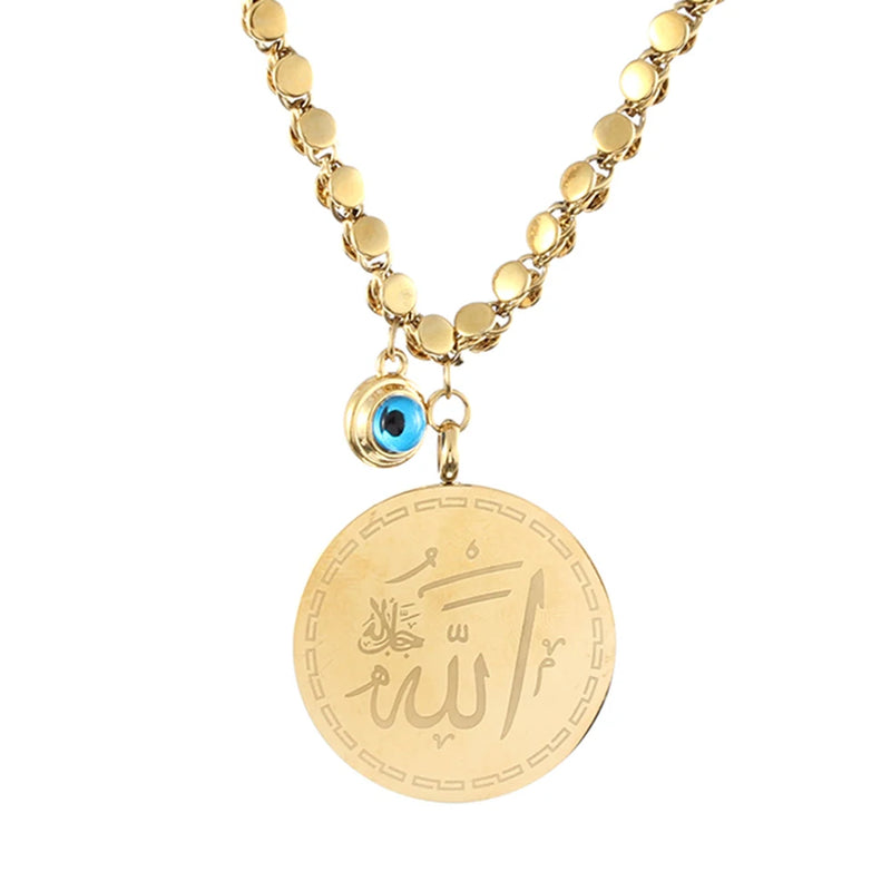 Muslim Demon Eye Coin Allah Pendant Necklace