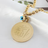 Muslim Demon Eye Coin Allah Pendant Necklace