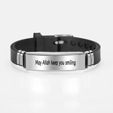 Muslim Islam Allah Bracelet Bangle Engraved Arabic Shahada Stainless Steel Silic
