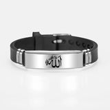 Muslim Islam Allah Bracelet Bangle Engraved Arabic Shahada Stainless Steel Silic