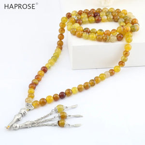 Muslim Agate Necklace Tea Dragon Pattern Beads 99 Islamic Tasbih