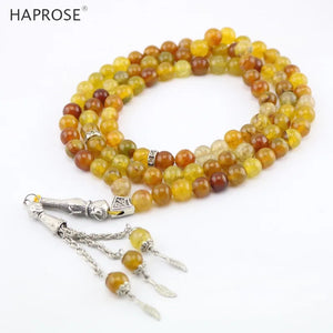Muslim Agate Necklace Tea Dragon Pattern Beads 99 Islamic Tasbih