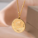 Muslim Pendant Necklace Arabic Coin Custom 18K Plate Arabic Pendant Chain Turkey