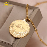 Muslim Pendant Necklace Arabic Coin Custom 18K Plate Arabic Pendant Chain Turkey