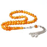 Muslim Rosary Ambers 10mm Tasbih Ramadan Silver metal tassel Man's