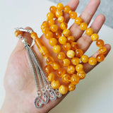 Muslim Rosary Ambers 10mm Tasbih Ramadan Silver metal tassel Man's