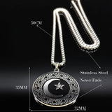 Muslim Star Crescent Moon Steel Necklace Men Islamic Talisman Pendant