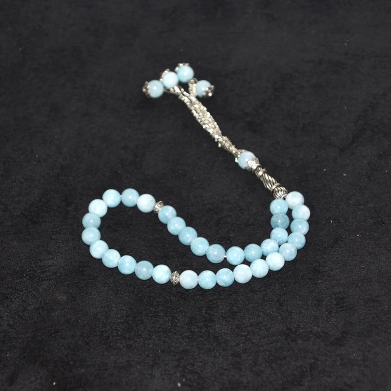 Muslim Tasbih 33 Beads 8mm Stone Road Agate Subhah Prayer Beads