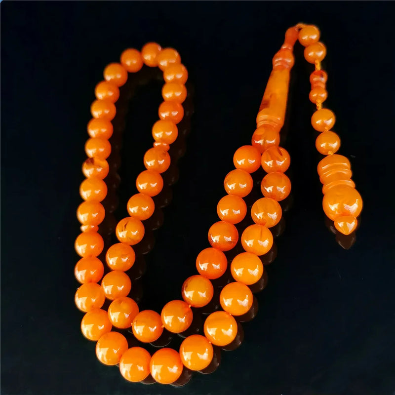Muslim Prayer Tesbih Orange Resin Amber Misbaha Beaded Arabic Jewelry