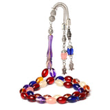 Muslim Tasbih 7*11mm 33 Beads Colorful Resin Islamic Eid Misbaha Prayer Beads