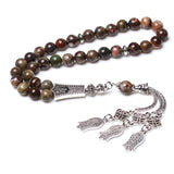 Muslim Rosary Tasbih Necklace 33 Agate Stone Prayer Beads Masbaha