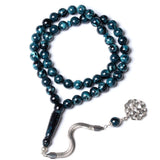 Muslim Tasbih Prayer Beads 10mm Amber Resin 51 Beads Silver Tassel Rosary