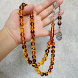 Muslim Resin Amber Tasbih Prayer Beads 10mm 51 Beads Misbaha Islamic Rosary