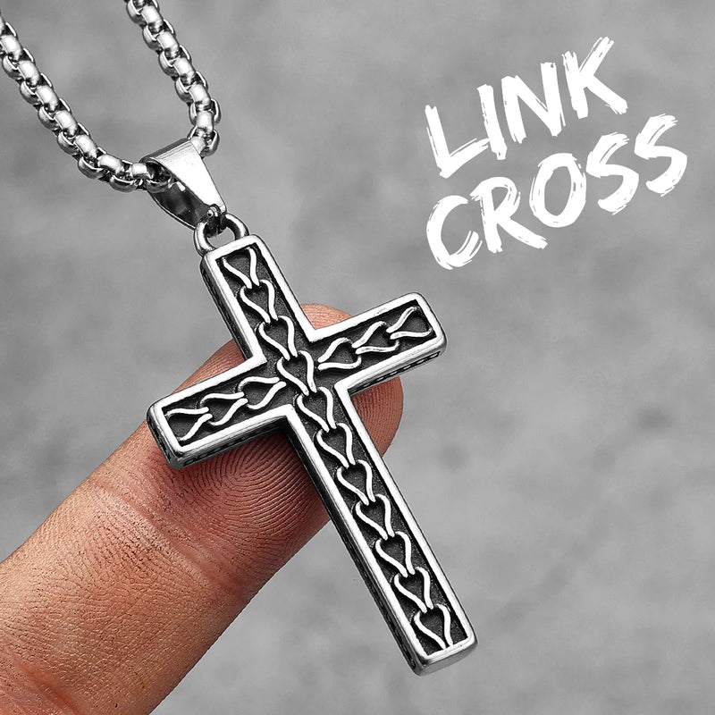 Multicolor Religon Cross Stainless Steel Men Women Necklaces Pendants Chain