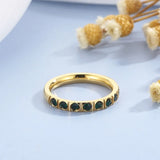 Multicolor Zircon Rings for Women Girl Silver Stainless Steel Ring