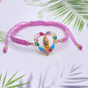 Colorful CZ Charms Red String Bracelets Protection Amulet Pair