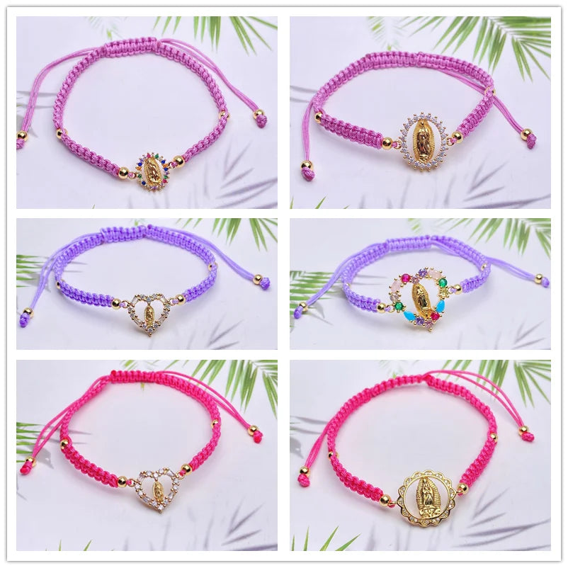 Colorful CZ Charms Red String Bracelets Protection Amulet Pair