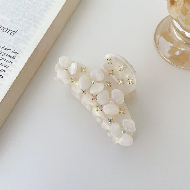 Muweordy Flower Hair Claws Acetate Hair Claw Clip Rhinestone Hair Clips