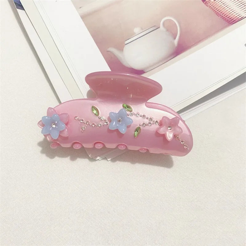 Korea INS Colorful Rhinestone Flower Hair Claws for Women