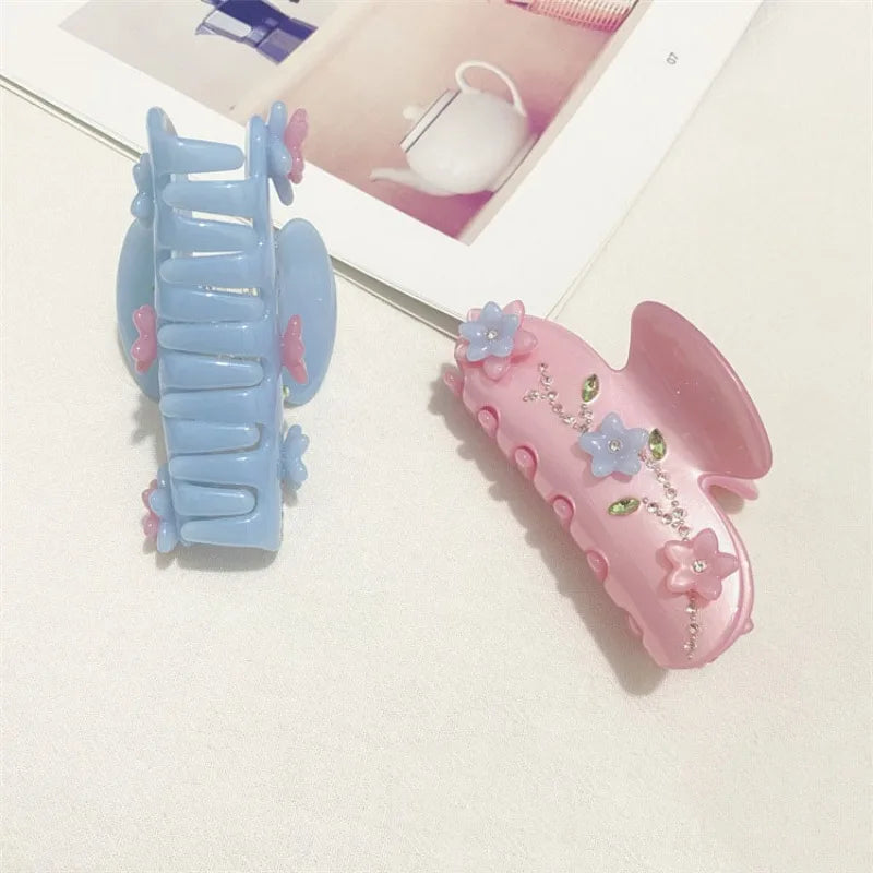 Korea INS Colorful Rhinestone Flower Hair Claws for Women