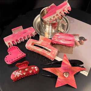 Muweordy Claw Clips Pink Love Shape Hair Claw Korea Hair Accessories