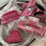 Muweordy Claw Clips Pink Love Shape Hair Claw Korea Hair Accessories