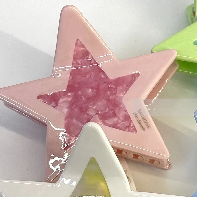 Muweordy Y2K Star Hair Clips Acetate Hair Claw Clips Korea Large Claw Clip