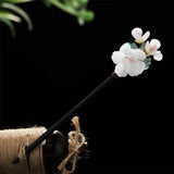 Muylinda Chinese Style Ancient Costume Hairpin Wooden Jade Flower Wooden Hairpin
