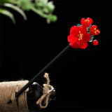 Muylinda Chinese Style Ancient Costume Hairpin Wooden Jade Flower Wooden Hairpin