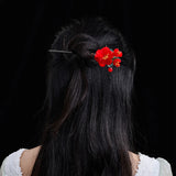 Muylinda Chinese Style Ancient Costume Hairpin Wooden Jade Flower Wooden Hairpin
