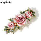 Muylinda Enamel Flower Hair Clip Vintage Rose Rhinestone Hair Pin Barrettes
