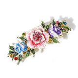 Muylinda Enamel Flower Hair Clip Vintage Rose Rhinestone Hair Pin Barrettes