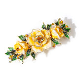 Muylinda Enamel Flower Hair Clip Vintage Rose Rhinestone Hair Pin Barrettes