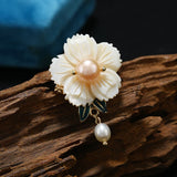 Muylinda Vintage Flower Brooch with Pearls Pendant