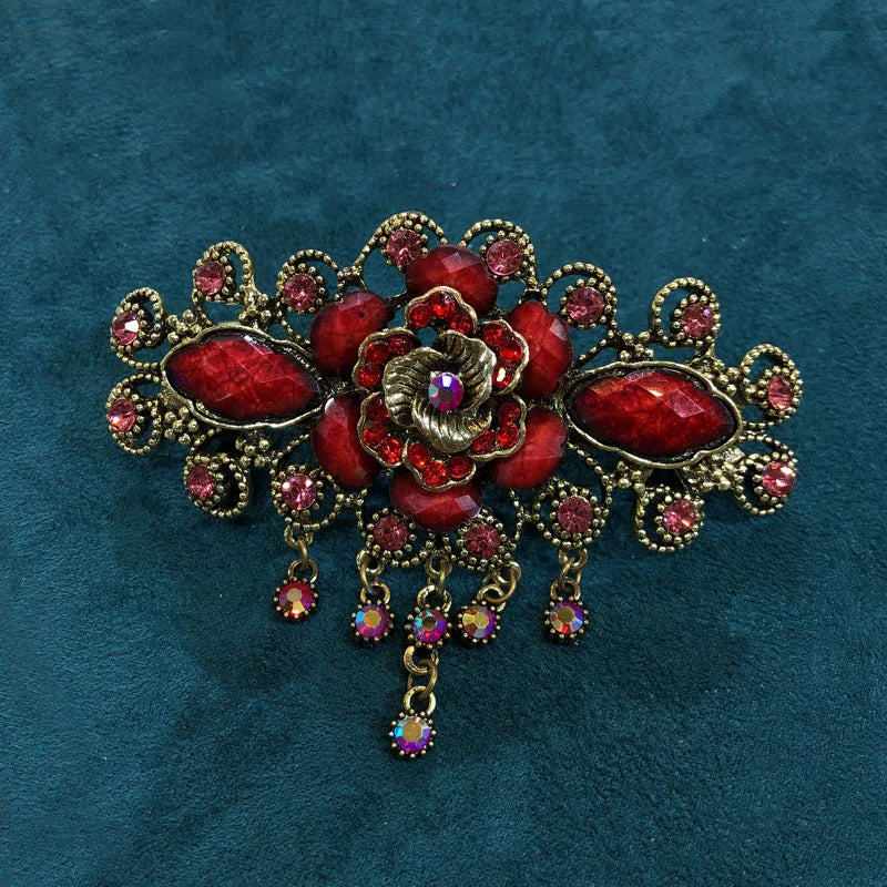 Muylinda Resin Peony Flower Barrette Bridal Wedding Vintage Hair Accessory