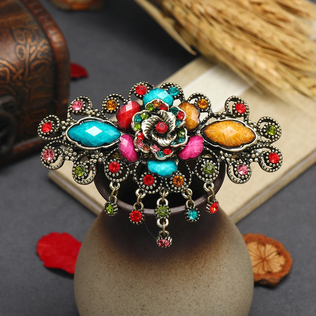 Muylinda Resin Peony Flower Barrette Bridal Wedding Vintage Hair Accessory