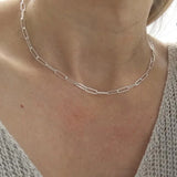 Mveifol Paperclip Necklace Stainless Steel Square Link Chain Choker Collar