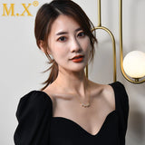 Mx Zircon Heart Necklace Ladies Clover Clavicle Chain Love Pendant