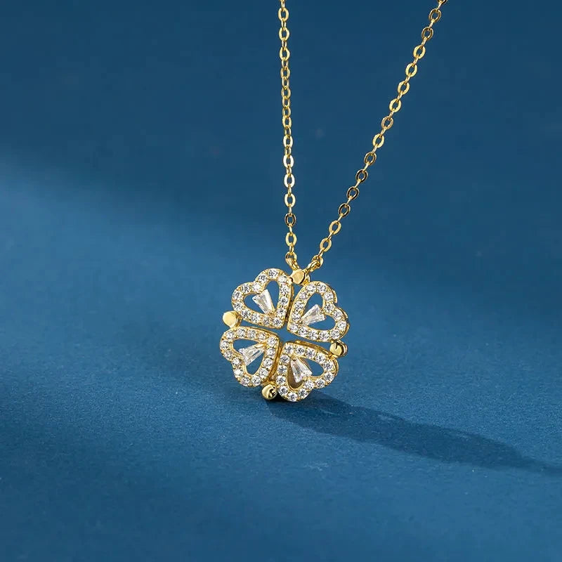 Mx Zircon Heart Necklace Ladies Clover Clavicle Chain Love Pendant