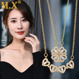 Mx Zircon Heart Necklace Ladies Clover Clavicle Chain Love Pendant