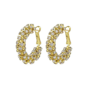 Full Crystal Zircon Hoop Earrings For Women AAA+ Nickel