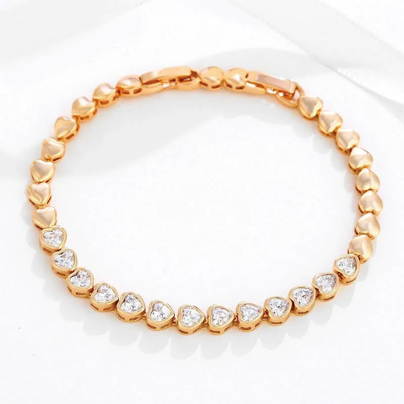 AAA+ Zircon Hearts Bracelets 18k Plated for Women