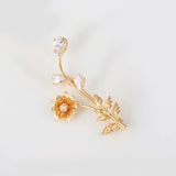 Elegant Plated Flower Pearl Brooch for Women