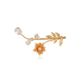 Elegant Plated Flower Pearl Brooch for Women